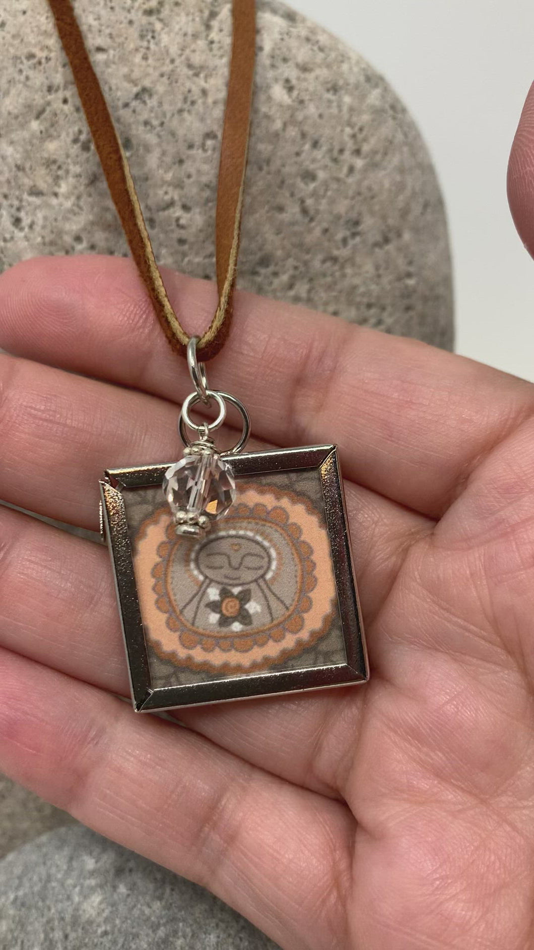 ॐ Square Framed Double Jizō Pendants